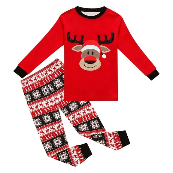 Boys Christmas Pajamas Classic Christmas Elf Pajamas Long Sleeve Crew Neck Nightwear Girls Pajama