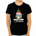 thumbnail image 1 of Boys Christmas Shirt Christmas Shirt for Boys Cute Santa Kitty Cat Christmas Shirts for Kids, 1 of 5