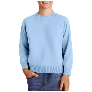 Boys Christmas Sweater Boys Christmas Sweaters Boys and Toddlers' Uniform Cotton Crewneck Sweater Knit Pullover Sweater Blue 7 Years