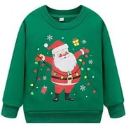 POPSHION Boys Christmas Sweatshirt Santa Pullover Sweaters Long Sleeve Cartoon Xmas Clothes Toddler Winter Tee Tops 8279-2T