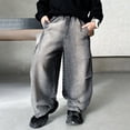 thumbnail image 1 of Boys Classic Denim Pants Straight Leg - Casual Comfortable Jeans for Kids 4-15 Years, Durable Autumn Fall Season Trousers for School & Everyday Wear(Grey,6-7 Years), 1 of 8