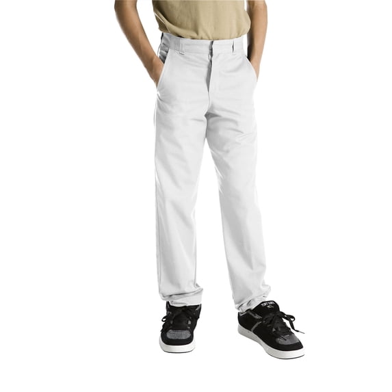 Boys Classic Fit Straight Leg Flat Front Pant, 8-20, White - 14 RG