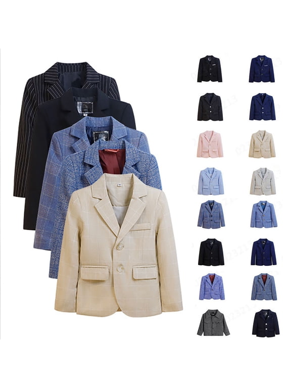 Boys Classic Suit Blazer Jacket Button Down Lapel Collar Formal Party Outerwear 8-9 Years Kids Fall Winter Coats
