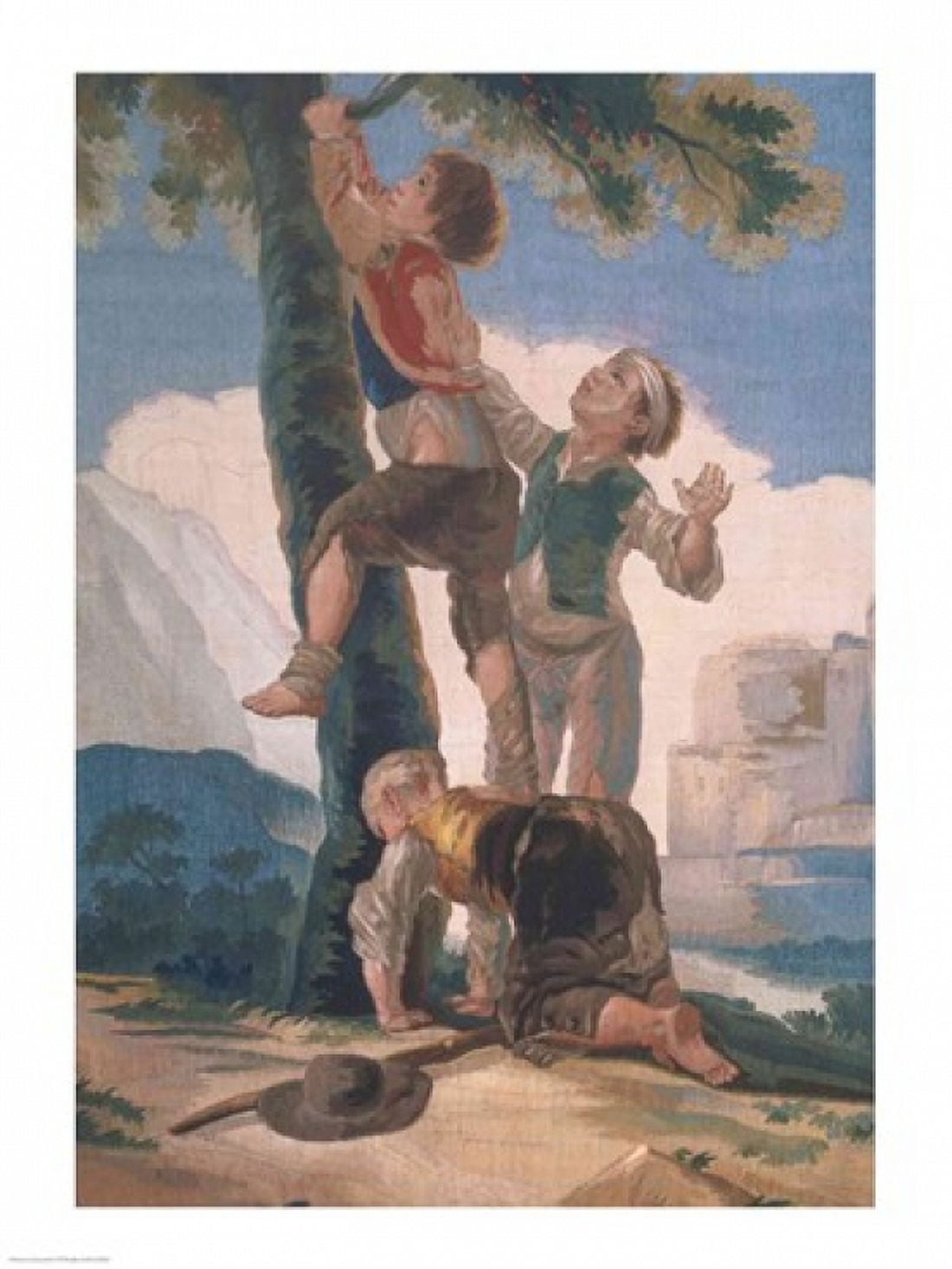 Boys Climbing a Tree Canvas Art - Francisco De Goya (18 x 24)