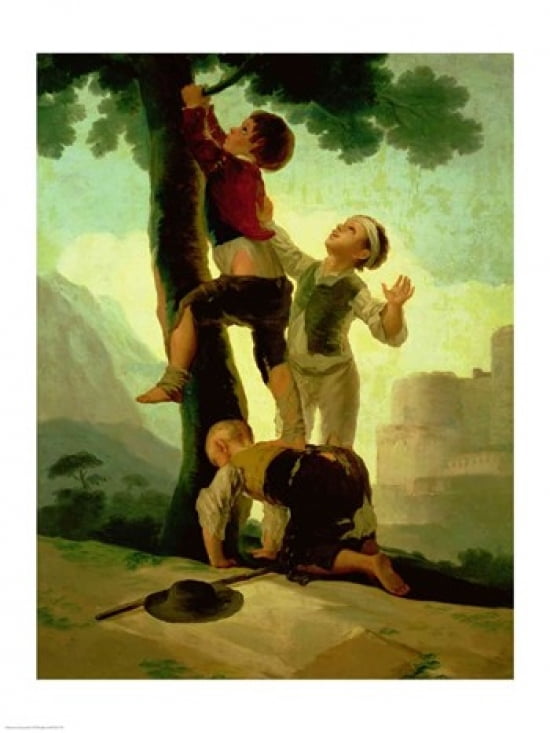 Boys Climbing a Tree Canvas Art - Francisco De Goya (24 x 36)