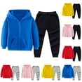 thumbnail image 1 of Boys Clothes 2 Piece Long Sleeve Quarter Zip Hoodie Sweatshirt and Sweatpants Fall Winter Sweatsuit 6-12Y Girls Fall Outfits for School, 1 of 3