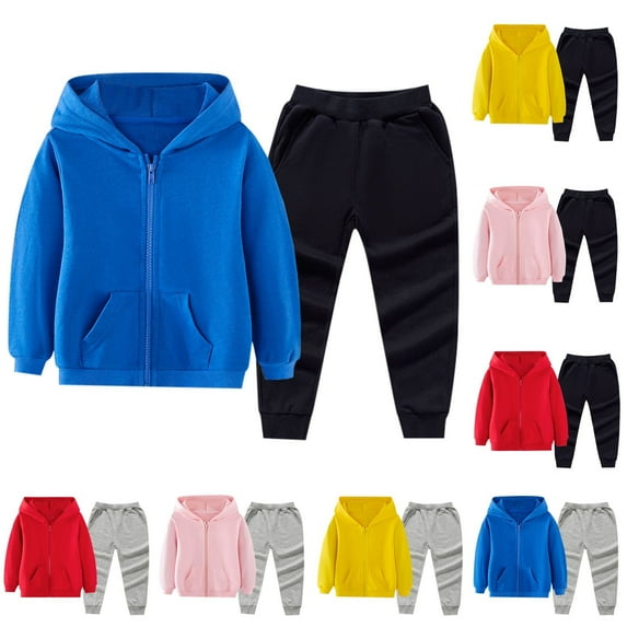 Boys Clothes 2 Piece Long Sleeve Quarter Zip Hoodie Sweatshirt and Sweatpants Fall Winter Sweatsuit 6-12Y Girls Fall Outfits for School