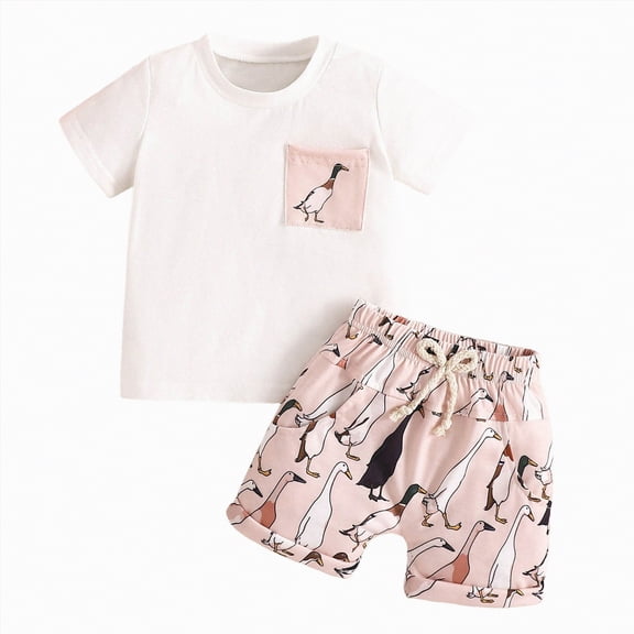 Boys Clothes Baby Boy Kids Unisex Spring Summer Cotton Animal Printed Short-sleeved Beach 0 3 6 12 18 24 Months Shorts Outfit Set Shirt 2PCS