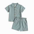 thumbnail image 1 of Boys Clothes Baby Set Kids Summer Cotton Button Short-sleeved Training 6 12 18 24Months 2T 3T T-Shirt Pocket Short Pants Shirt and Jogger Shorts 2PCS, 1 of 6
