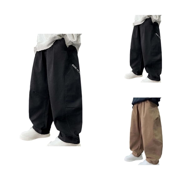 Boys Clothes Boys Cargo Pants Straight Leg Casual Trousers for Daily Wear and Outdoor Play Elastic Waist Drawstring Durable Soft Fabric for Spring Fall Activities