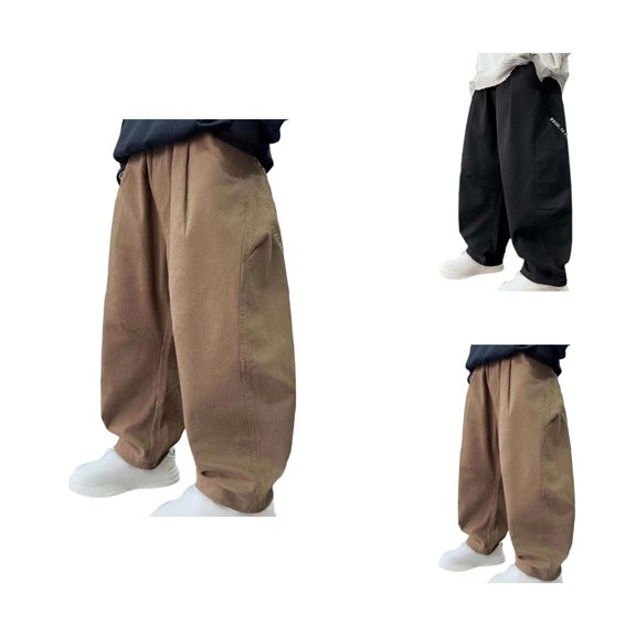 Boys Clothes Boys Cargo Pants Straight Leg Casual Trousers for Daily Wear and Outdoor Play Elastic Waist Drawstring Durable Soft Fabric for Spring Fall Activities