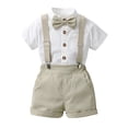 thumbnail image 1 of Boys Clothes Button down Shirt with Bowtie Suspender Pants 3 Pieces Gentleman Outfit Set 1st Birthday Outfit Boy for Toddler Boys 3-4 Years, 1 of 3