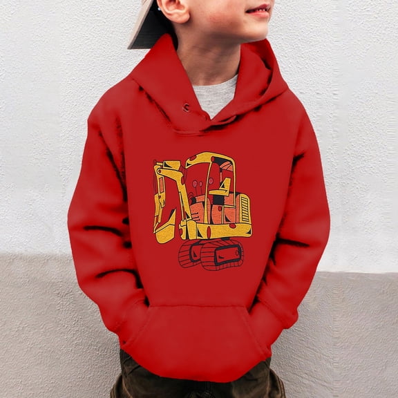 Boys Warm Sweatshirt Tops Hoodies&nbsp;for Teens Commute Hooded Drawstring Sweatshirt Cute Pattern Print