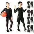 thumbnail image 1 of Boys Clothes Girls Base Athletic Leggings with Shirts Thermal Underwear Set Tights Black Baby Boy Outfits 2-3 Years, 1 of 1