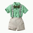 thumbnail image 1 of Boys Clothes Boy's Kids Spring Summer Stripe Print Short Sleeved Running Suit 1t 2t 3t 4t 5t 6t Pants Set T shirt Tops+Elastic Waist Shorts 2PCS, 1 of 4