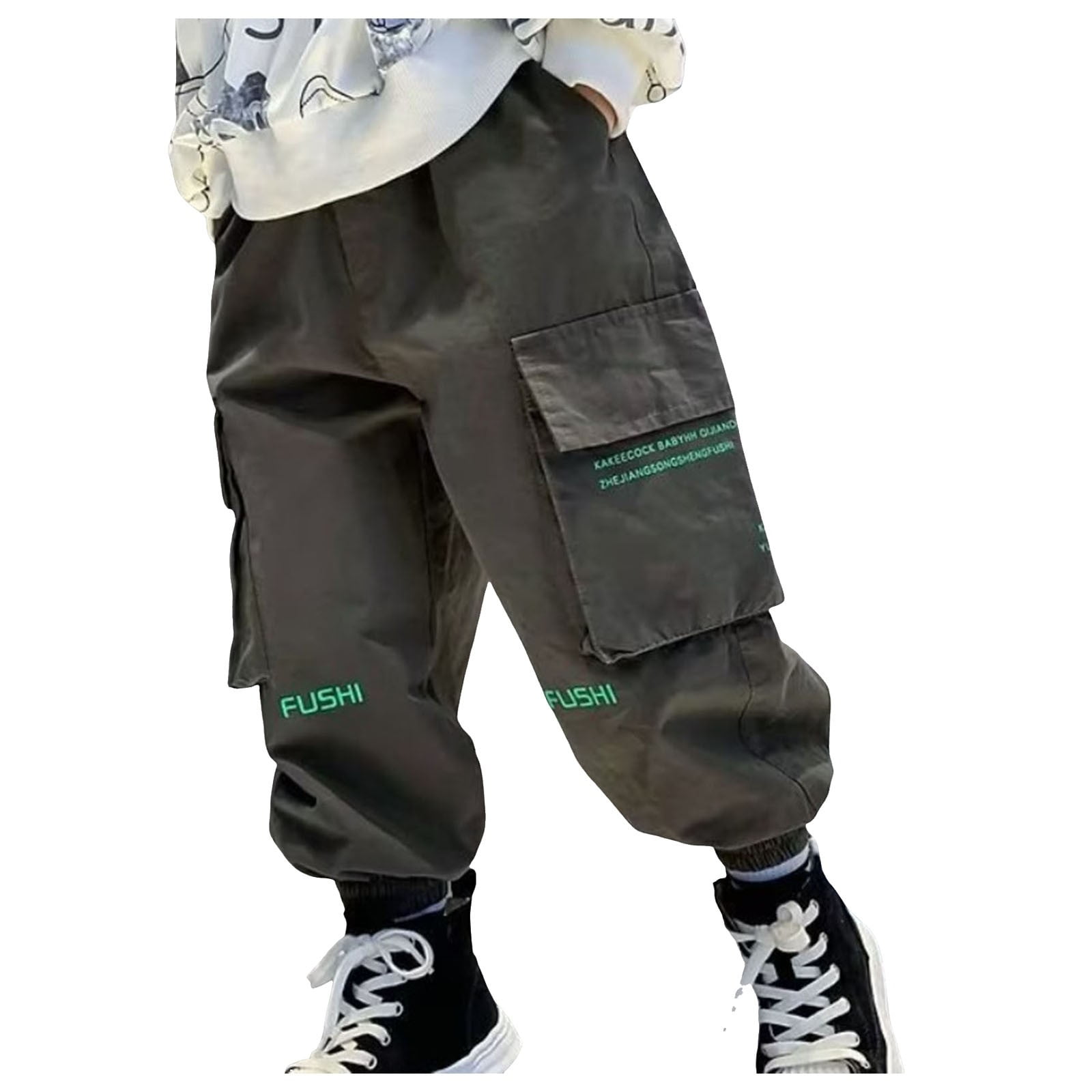 Boys Clothes Boys Joggers Size 14-16 Boy's Cargo Joggers Pants Youth Quick Dry Hiking Lightweight Pants for Sports Outdoor with Pockets Green 8-9 Years