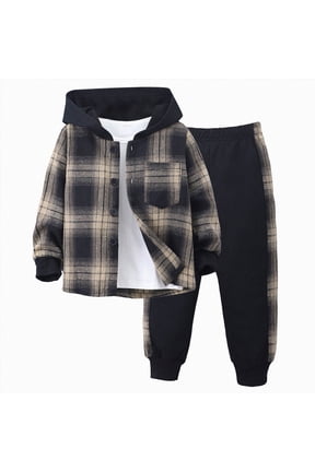 Boys Clothes Kids Long Sleeve Shirt Tops Pants Fall Winter Outfits Set for 2T 3T 4T 5T 6T Children Brown,6 Years