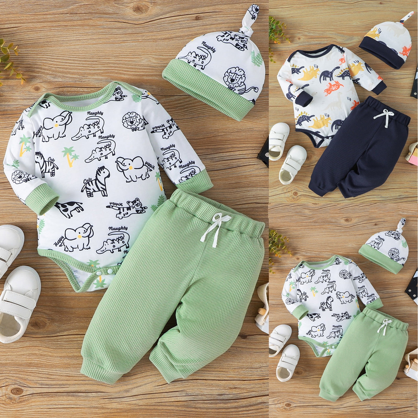 Newborn Baby Clothes Dinosaur Print Baby Boy Romper Warm Infant Soft Fleece Jumpsuit For Winter main image 1