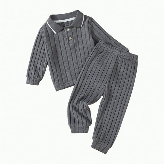 Boys Clothes Set Autumn Winter Warm Long Sleeve Elastic Waist 0 6 12 18 24 Months 2T 3T Tops Pants 2-Pieces