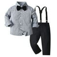 thumbnail image 1 of Boys Clothes Set Toddler Kids Gentlemen Clothing Suit Long Sleeve Bow Tie Shirts Suspenders Pants Outfits, 1 of 10