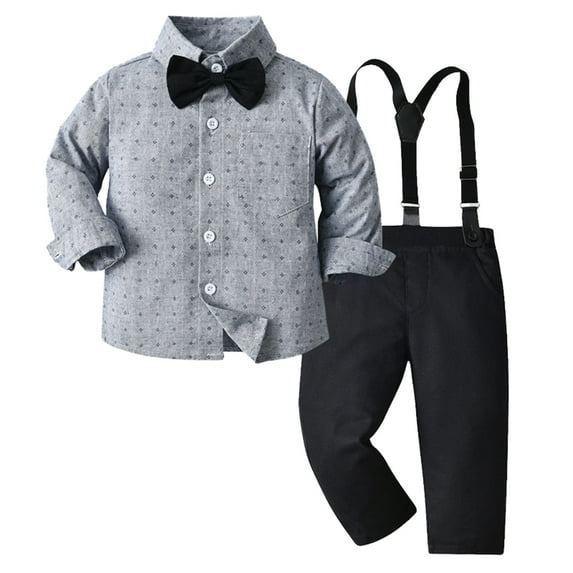 Boys Clothes Set Toddler Kids Gentlemen Clothing Suit Long Sleeve Bow Tie Shirts Suspenders Pants Outfits