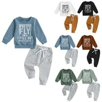 Boys Clothes Size 10-12 Toddler Baby Boy Fall Winter Clothes Embroidery Waffle Knit Sweatshirt Pullover Tops Casual Pants Outfit Set