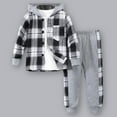 thumbnail image 1 of Boys Clothes Size 10-12 Youth Boys Clothes Plaid Hooded Shirt 2pcs Outfit: Button Front Toddler Fall Winter Hoodie & Jogger Set (4-8 years), 1 of 8