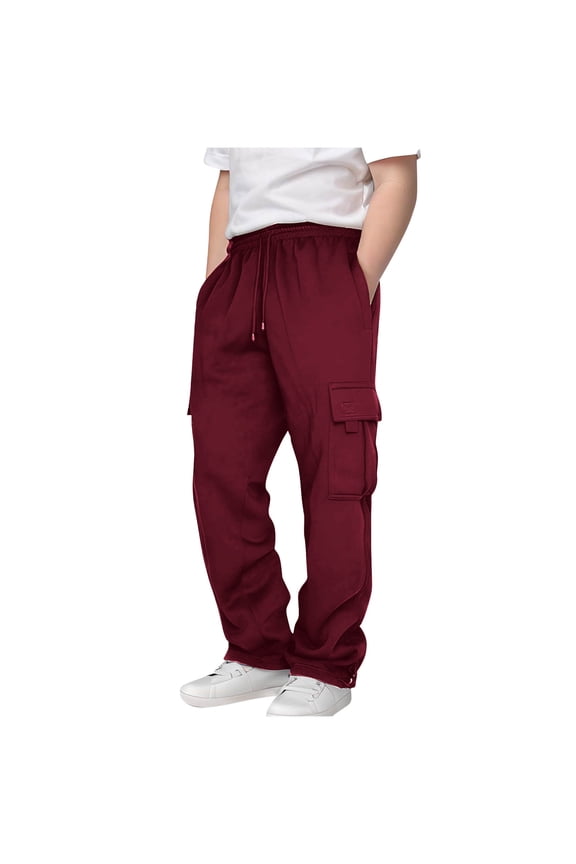 Boys Clothes Size 6 Boys Cargo Pants Casual Elastic Waist Pull On Trousers with Multi Pockets Comfy Lounge School Pants for Boys 8-13Y