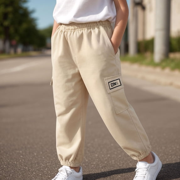 Boys Clothes Size 6 Boys Sweatpants Kids Drawstring Cargo Pants with Pockets Wide Leg Elastic Waist Baggy Jogger Back to School Clothes