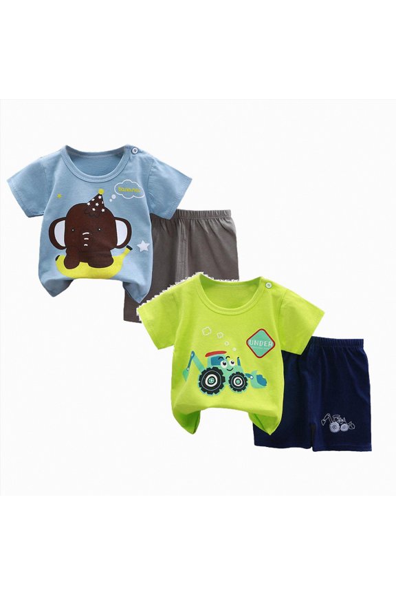 Boys Clothes Size 8 Shorts Toddler Baby Girl Summer Ensemble Paisley Print Short Sleeve Top and Elastic Ponte Shorts