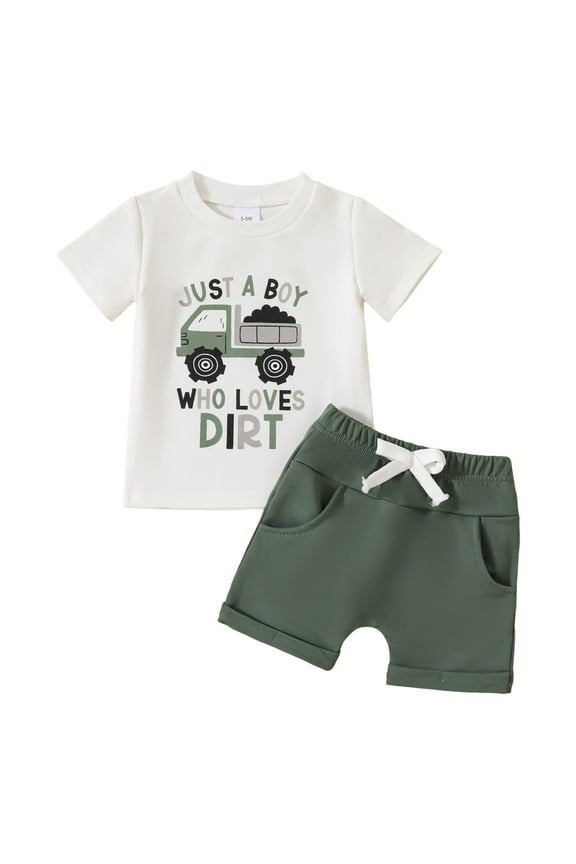 Boys Clothes Toddler Boys Summer Outfits Toddler Boy Clothes Kids Summer Outfits Shirt Short Sets White 6-12 Months