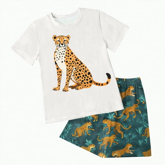 Boys Clothes Toddler Kids Boy Summer Animal Print Short Sleeve Casual 0 3 6 12 18 24 Months Baby Suits Clothing Sets Tracksuit 2PCS Set