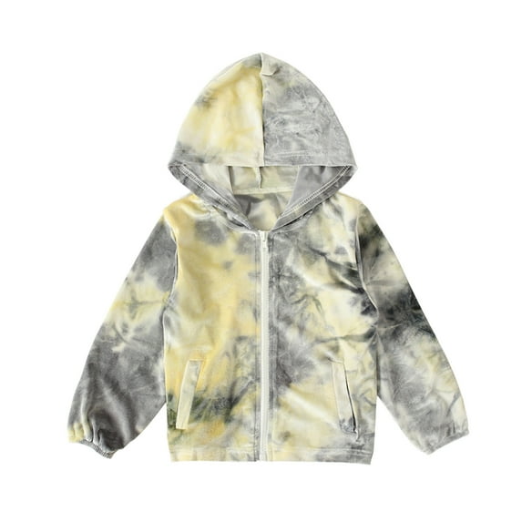Boys' Clothing Baby Girls Gradient Color Tie-Dye Hooded Jacket Toddler Kids Cotton Lightweight Zip-up Fleece Jacket Fall Winter Warm Coats 2T-7T Save Big