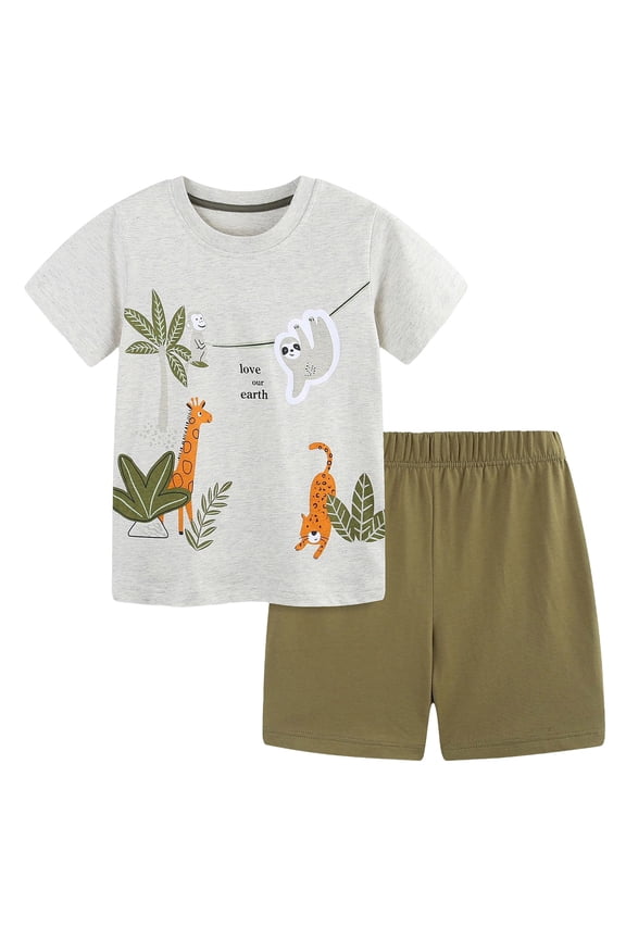 Boys Clothing Set Tops T-Shirt and Shorts Set Summer Fashion Clothes for Kids ,Grey