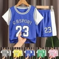 thumbnail image 1 of Boys' Clothing Sets Summer Sports Suit Basketball Quick Dry Thin Short Sleeve Letter Tshirt Shorts Set Girls Clothes 13-14 Years, 1 of 4