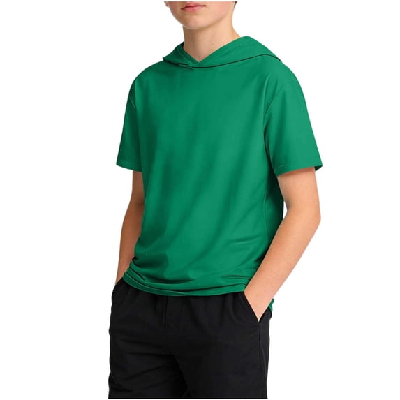 Boys Clothing Summer Fashion Short Sleeve Crewneck Pullover Tees Hooded Shirts for Boys Size 5-15