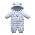 thumbnail image 1 of Boys Coat Baby Girls Thick Snowsuit Coats Kids Outdoor Warm Windproof Hooded Romper Jumpsuit Clothes Boys' Outerwear Jackets Light blue 6 Months-12 Months, 1 of 5