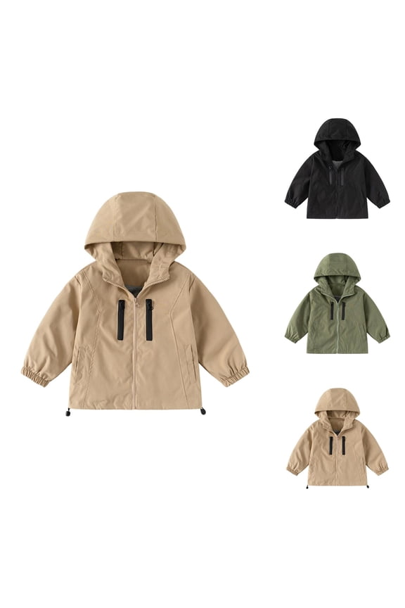 Boys Coat Boys Windbreaker Jacket Lightweight Hooded Zip Outdoor Coat for Age 2-13 School
