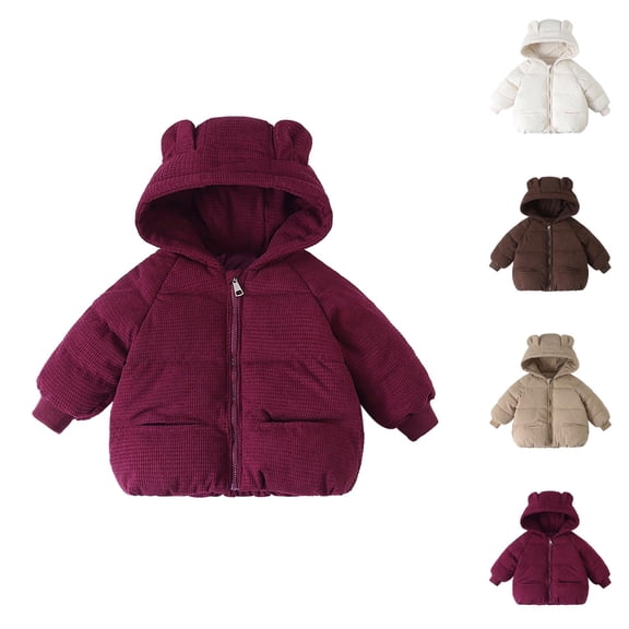 Boys Coat Boys Winter Coat Bear Ears Hooded Jacket Long Sleeve Outerwear for Toddler Kids Boys Girls