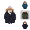 thumbnail image 1 of Boys Coat Boys Winter Jacket Quilted PU Lined Hooded Parka Outerwear for Kids Cold, 1 of 4