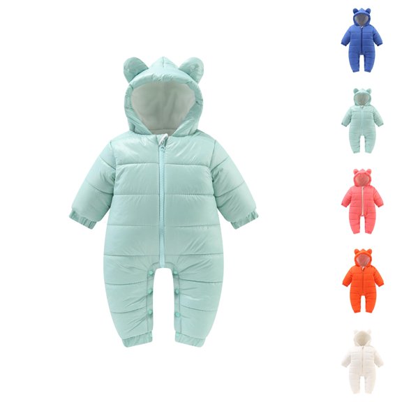 Boys Coat Boys Winter Snowsuit Bear Ears Hooded Reversible Romper for Cold Weather