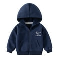 thumbnail image 1 of Boys Coat Fall Winter Girls Long Sleeve Dinosaur Print Hooded Zip Up Coats Boys' Outerwear Jackets Navy 4 Years-5 Years, 1 of 4