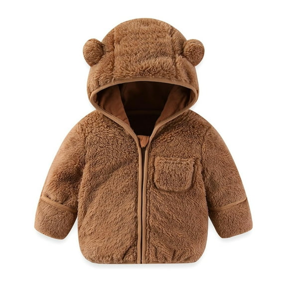 Boys Coat & Jacket Baby Winter Coat with Fold Over Mittens Outwear Jacket Warm Clothes Bear Hooded