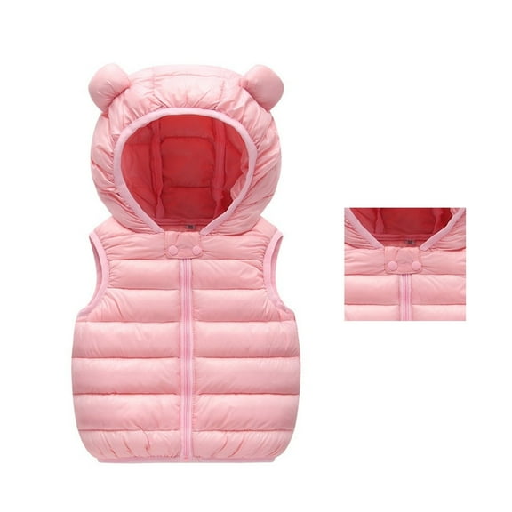 Boys Coat & Jacket Toddler Kids Winter Warm Sleeveless Jacket Outerwear Solid Bear Ears Vest Coats Hooded Padded Outwear