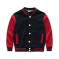 thumbnail image 1 of Boys Coat Kids Casual Long Sleeve Outerwear Baseball Windbreaker Coats Boys' Outerwear Jackets Navy 5 Years-6 Years, 1 of 3