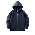 thumbnail image 1 of Boys Coat Kids Solid Long Sleeve Patchwork Zip Up Hooded Sweatshirts Coats Girls Boys Sweatshirt Navy 4 Years-5 Years, 1 of 4