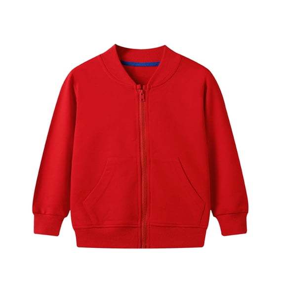Boys Coat Winter Girls Long Sleeve Solid Pocketed Baseball Hooded Sport Coats Boys' Outerwear Jackets Red 3 Years-4 Years