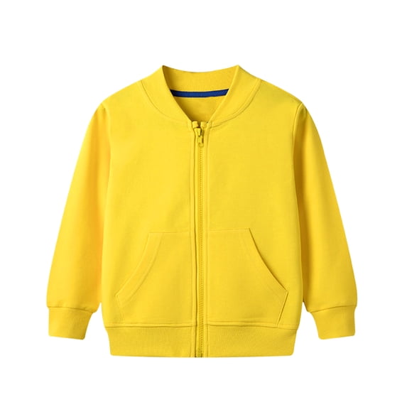 Boys Coat Winter Girls Long Sleeve Solid Pocketed Baseball Hooded Sport Coats Boys' Outerwear Jackets Yellow 18 Months-24 Months