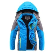 Boys Coats Boys Winter Jackets Boys Thicken Fleece Hooded Jacket Warm Quilted Coat Outdoor Cool Cute Fashion For Winter Autumn 7-8 Years Blue