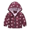 thumbnail image 1 of Boys Coats Hooded Size 120 3-4 Years Toddler Boy Girl Outdoor Jacket Hooded Windbreaker Jacket Warm Windproof Mountaineering Camping Girl Top,Brick Red, 1 of 3